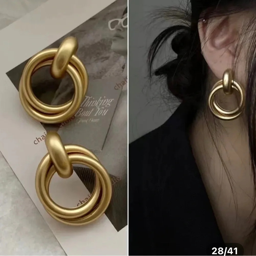 Matte gold linked drop dangle Earrings